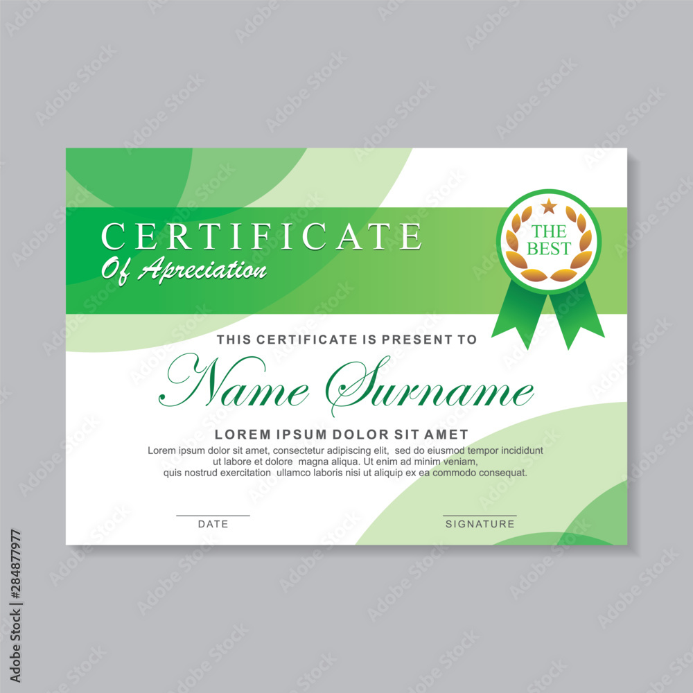 Modern certificate template design with green and white color, Diploma ...