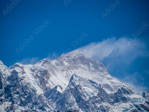 Manaslu summit with blue sky backround in Himalayas Nepal 