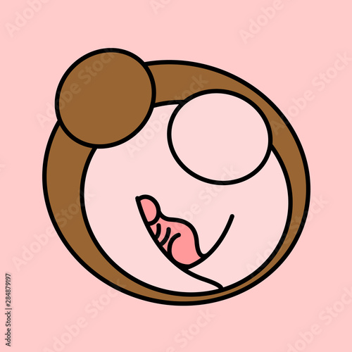 dad mom and baby family love hug vector illustration design logo icon symbol