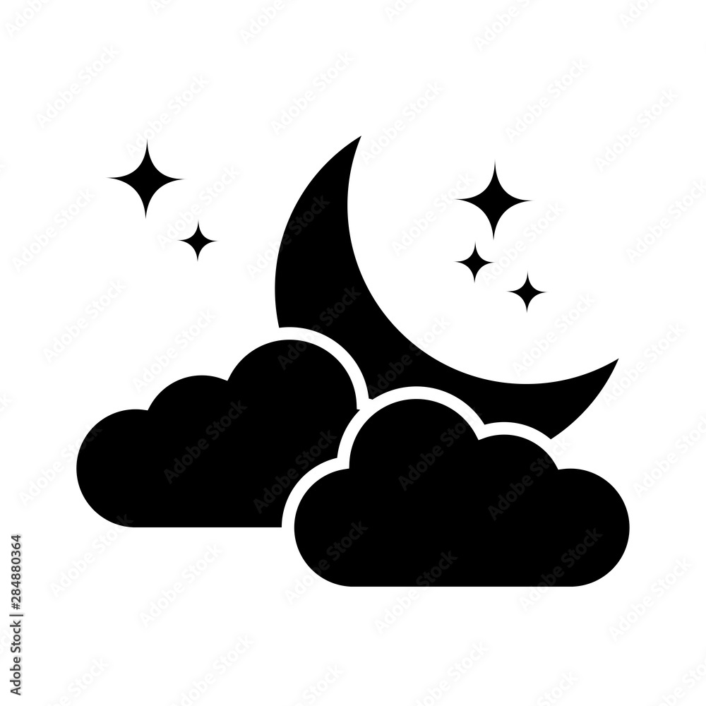paper art style.Vector of a crescent moon with stars on a cloudy night sky. Moon and stars background. paper art style.Vector of a crescent moon with stars on a cloudy night sky. Moon and stars background.