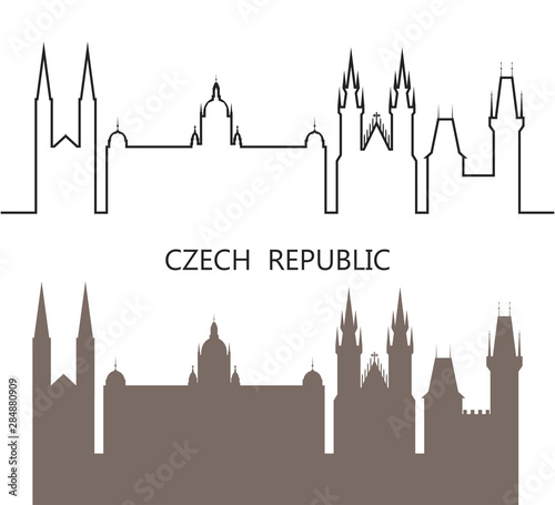 Czech Republic logo. Isolated Czech architecture on white background