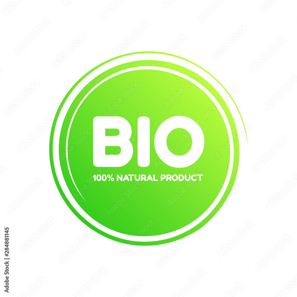 Bio 100% natural product vector green badge Bio 100% natural product vector green badge