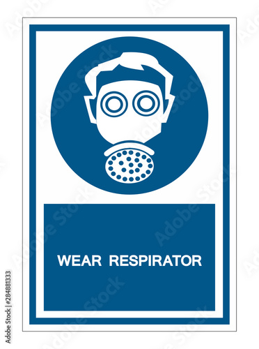 Symbol wear respirator protection Sign Isolate On White Background,Vector Illustration EPS.10