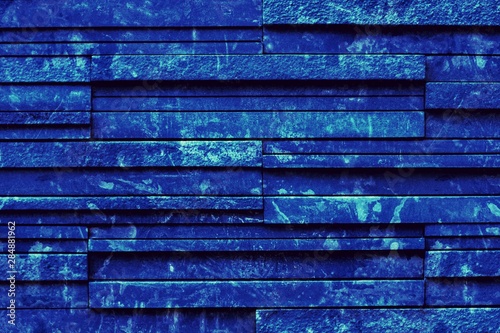 Blue bricks slate grunge texture background, slate stone wall background. photo