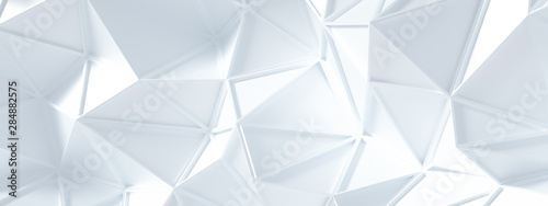 White background with crystals, triangles. 3d illustration, 3d rendering.