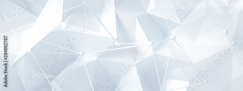 White background with crystals, triangles. 3d illustration, 3d rendering.