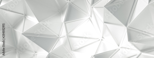 White background with crystals  triangles. 3d illustration  3d rendering.
