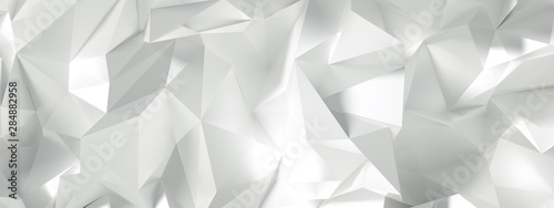 White background with crystals  triangles. 3d illustration  3d rendering.