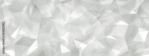 White background with crystals, triangles. 3d illustration, 3d rendering.