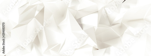 White background with crystals, triangles. 3d illustration, 3d rendering.