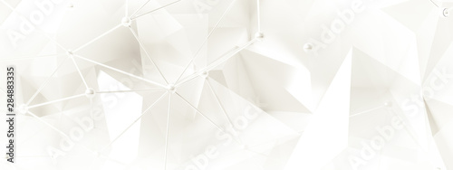 White background with crystals, triangles. 3d illustration, 3d rendering.