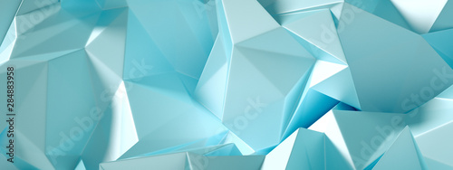 Blue  turquoise background with crystals  triangles. 3d illustration  3d rendering.