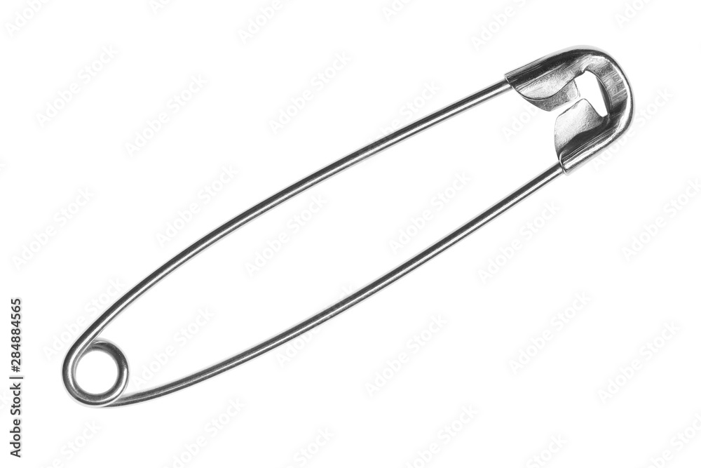 Closed safety pin, isolated on white background Closed safety pin, isolated on white background