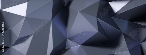 Black gray background with crystals, triangles. 3d illustration, 3d rendering.