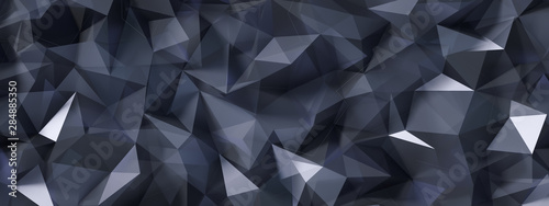 Black gray background with crystals, triangles. 3d illustration, 3d rendering.