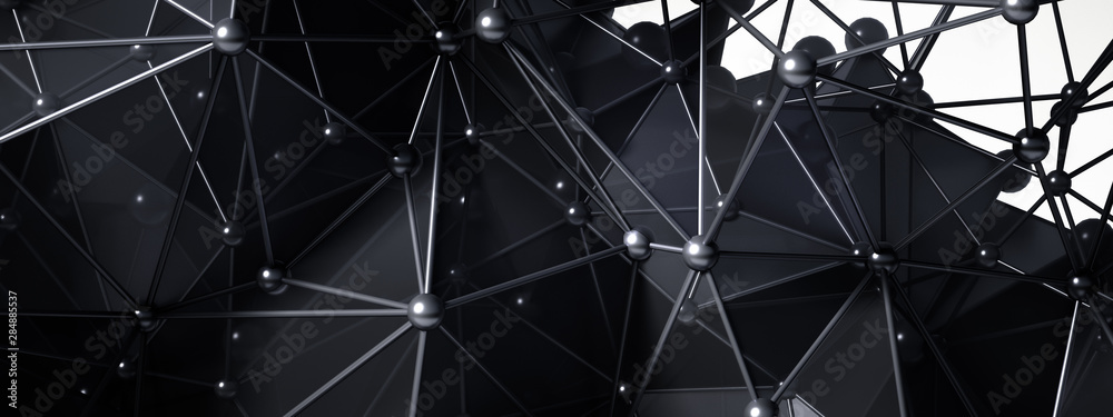 Fototapeta premium Black gray background with crystals, triangles. 3d illustration, 3d rendering.