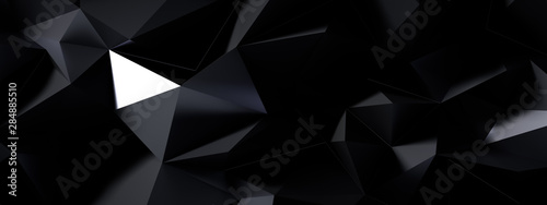 Black gray background with crystals, triangles. 3d illustration, 3d rendering. © Pierell