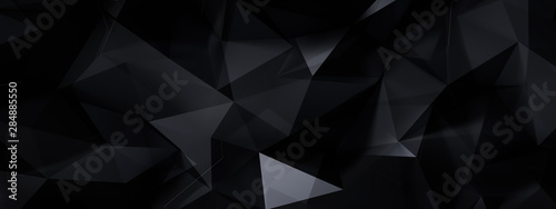 Black gray background with crystals, triangles. 3d illustration, 3d rendering.