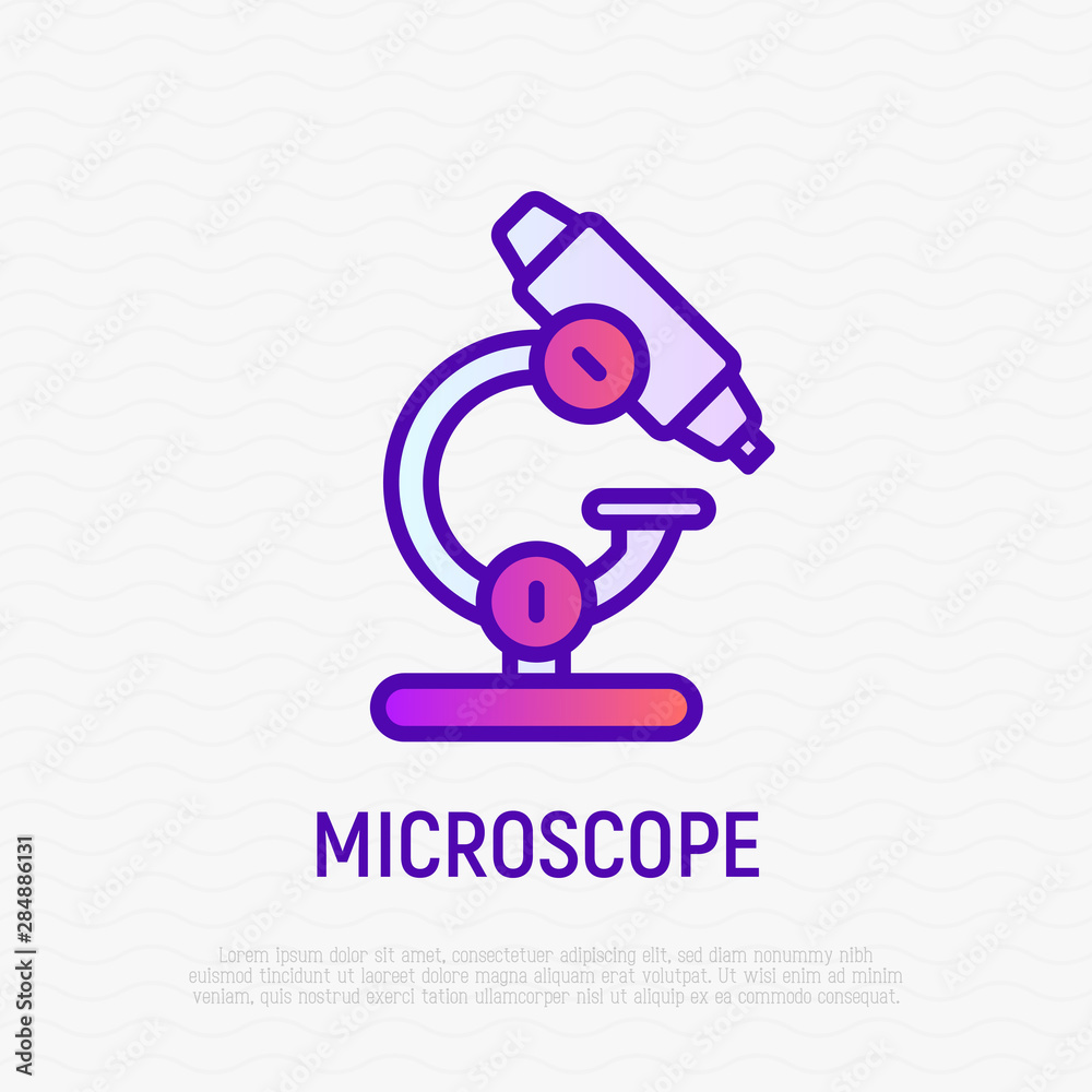 Microscope thin line icon. Laboratory equipment. Modern vector illustration.