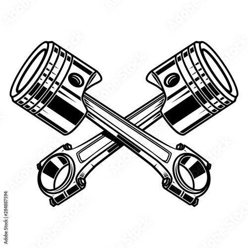 Crossed motorcycle pistons. Design element for poster, flyer, card, banner. Vector illustration photo