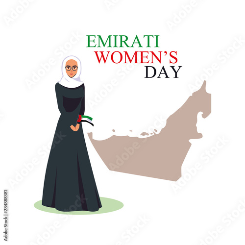 emirati women day poster with woman and map