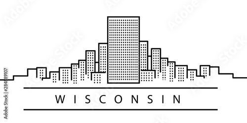 Wisconsin city line icon. Element of USA states illustration icons. Signs, symbols can be used for web, logo, mobile app, UI, UX
