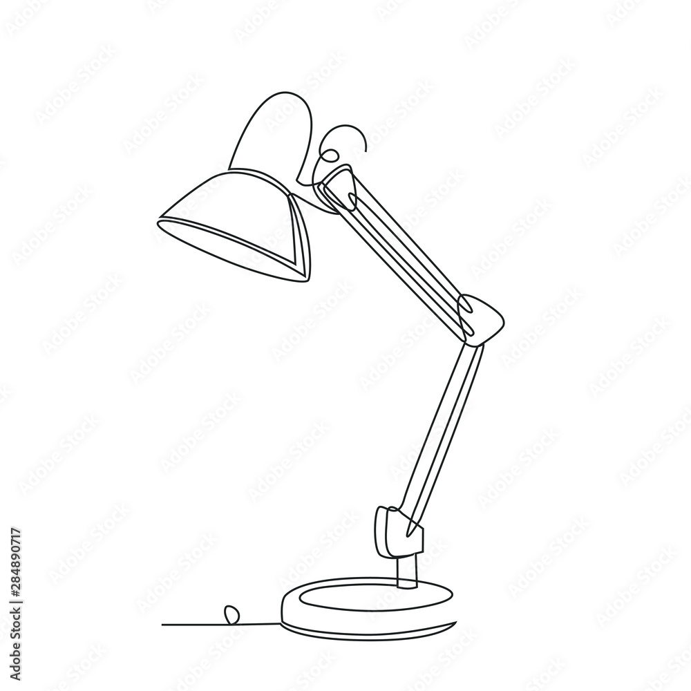 Table lamp one line drawing on white isolated background. Vector  illustration Stock Vector | Adobe Stock