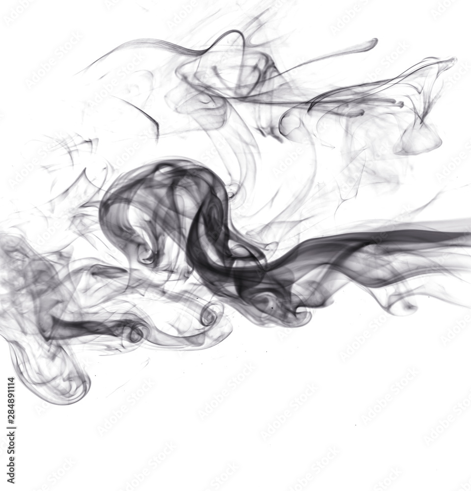 Black smoke on white background