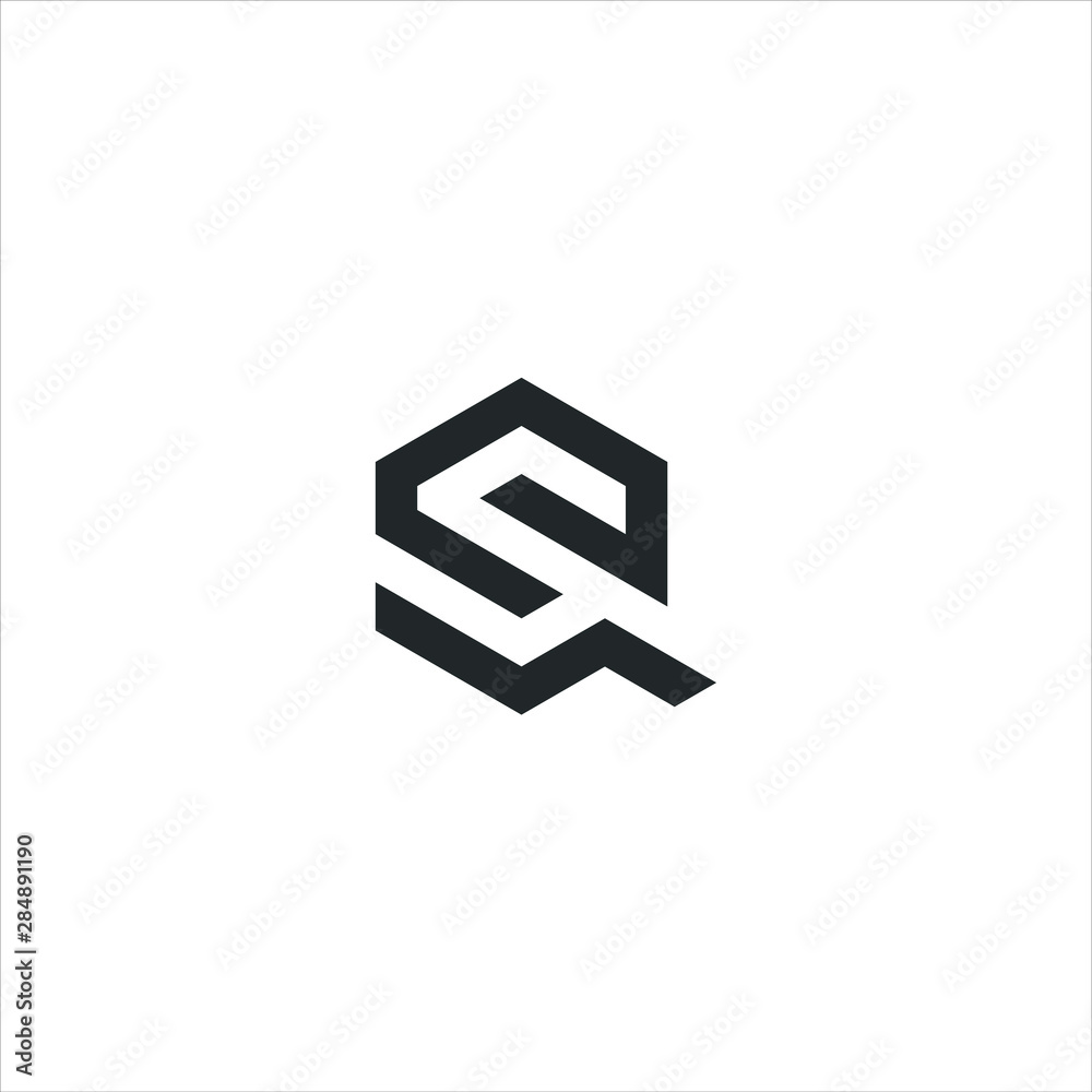 letter SQ line outline monoline vector graphic minimalist letter SQ line outline monoline vector graphic minimalist