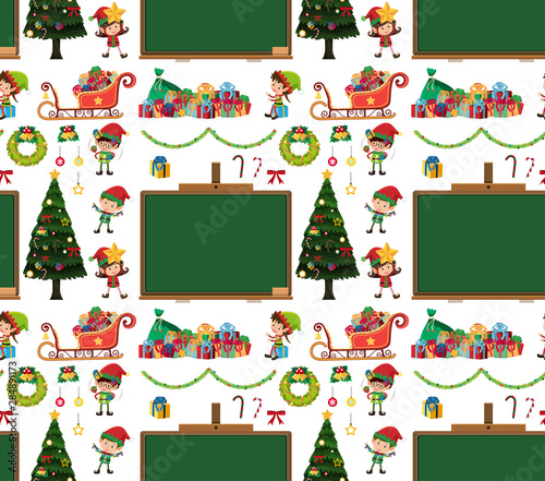 Seamless background design with christmas elements