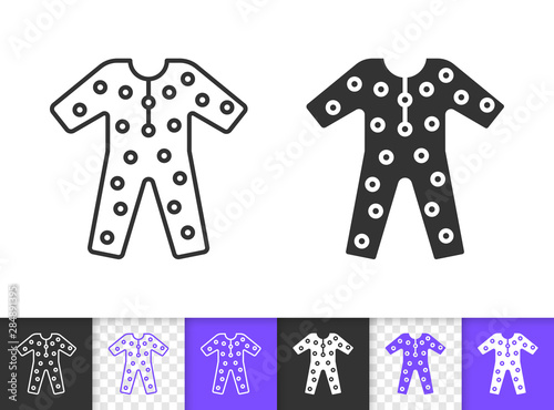 Pajama sleepwear nightwear black line vector icon