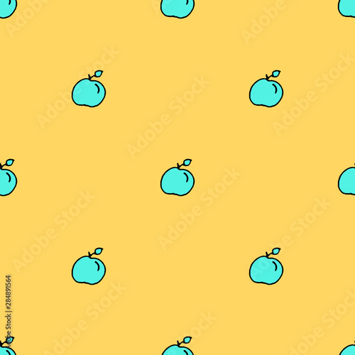 Simple minimalist pattern with green apples, peaches