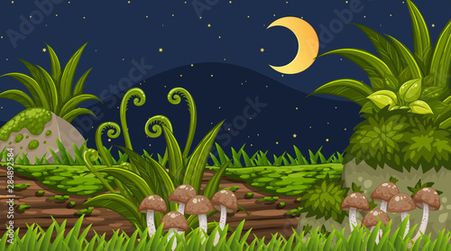 Landscape background design of park at night