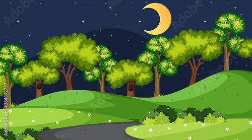 Landscape background design of park at night