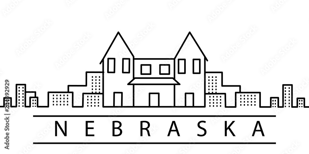 Nebraska city line icon. Element of USA states illustration icons. Signs, symbols can be used for web, logo, mobile app, UI, UX