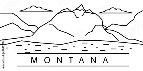 Montana city line icon. Element of USA states illustration icons. Signs, symbols can be used for web, logo, mobile app, UI, UX