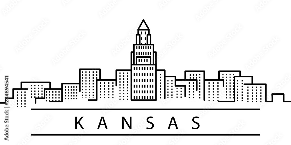 Kansas city line icon. Element of USA states illustration icons. Signs, symbols can be used for web, logo, mobile app, UI, UX