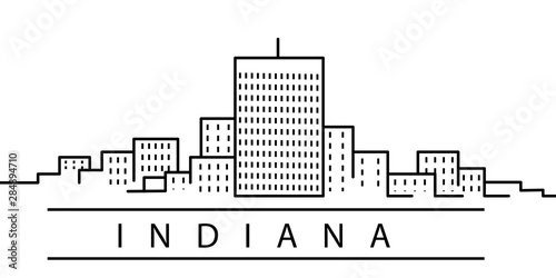 Indiana city line icon. Element of USA states illustration icons. Signs, symbols can be used for web, logo, mobile app, UI, UX