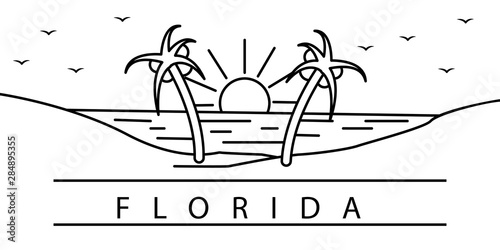 Florida city line icon. Element of USA states illustration icons. Signs, symbols can be used for web, logo, mobile app, UI, UX