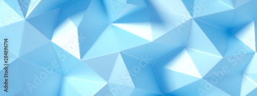 Blue, turquoise background with crystals, triangles. 3d illustration, 3d rendering.