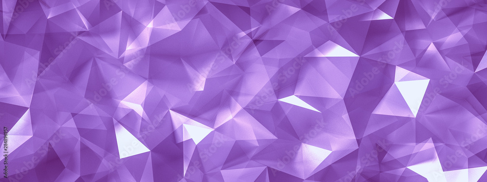 Magenta background with crystals, triangles. 3d illustration, 3d rendering.