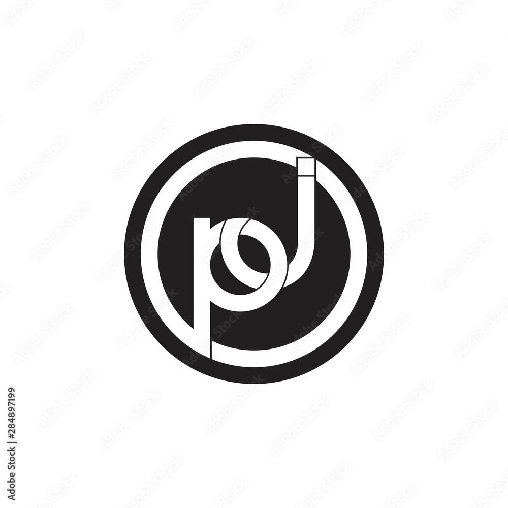 letters pj simple linked geometric logo vector letters pj simple linked geometric logo vector
