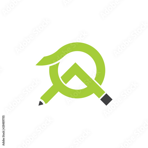 letter o linked pencil education symbol logo vector photo