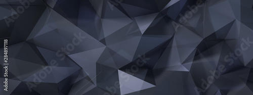 Black gray background with crystals, triangles. 3d illustration, 3d rendering.