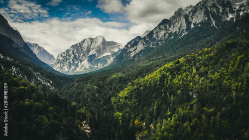 Triglav mountains in triglav national park, part of Julian Alps in Slovenia.