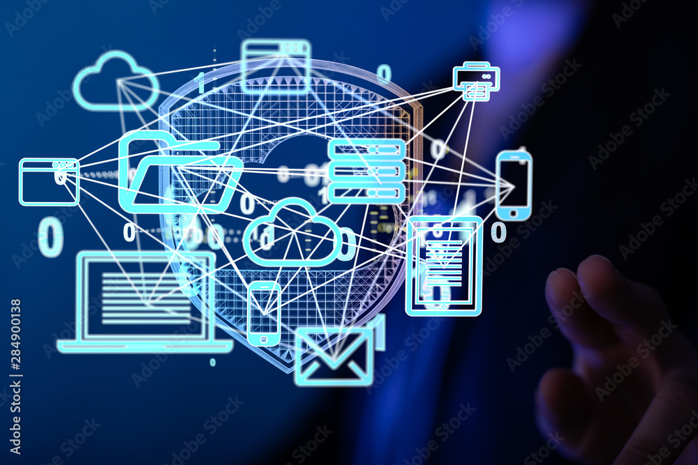 Fototapeta premium Network concept with connecting dots and lines
