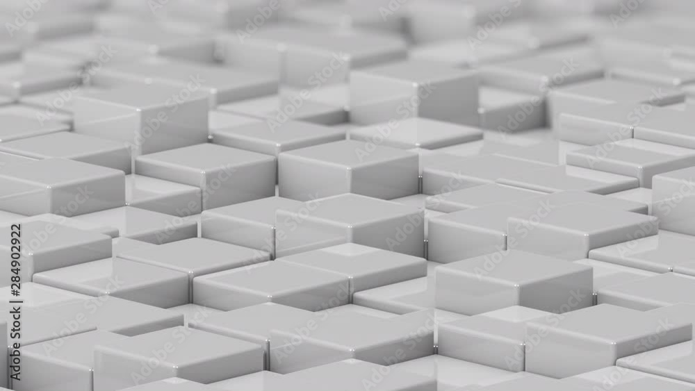 White cubes moving up and down in a random pattern. White cubes moving up and down in a random pattern.