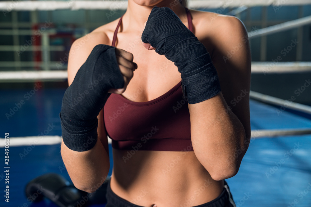 Woman's with wrapped hands, close up Woman's with wrapped hands, close up