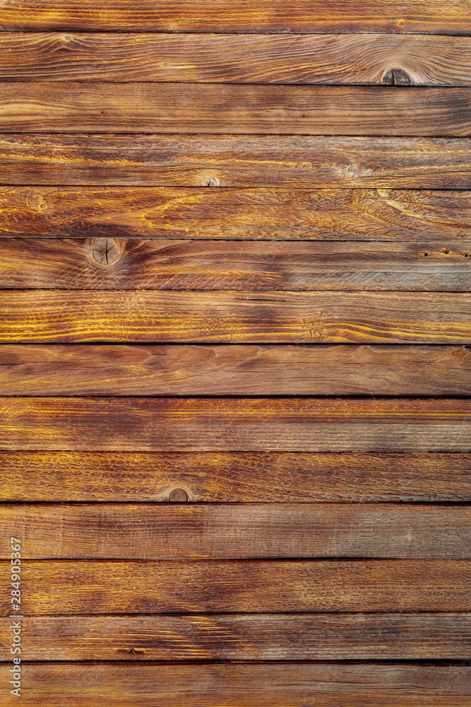 Naklejka premium Old pine wood background, top view.