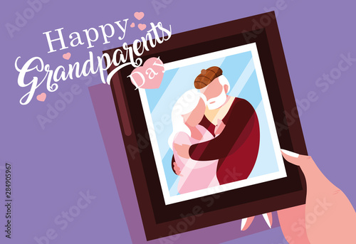 happy grandparents day poster with photo of old couple